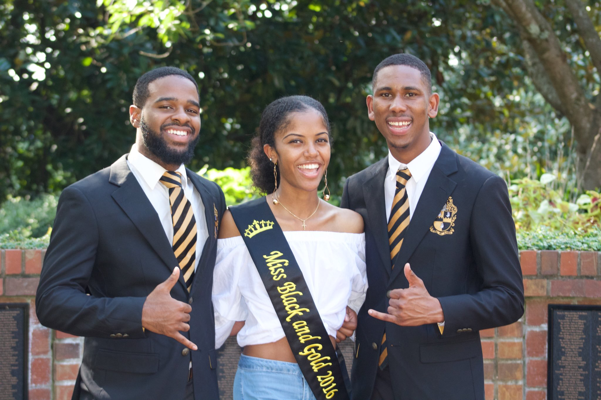 Bro. Mizelle and Bro. Barry with Miss Black & Gold, Morgan Palmer